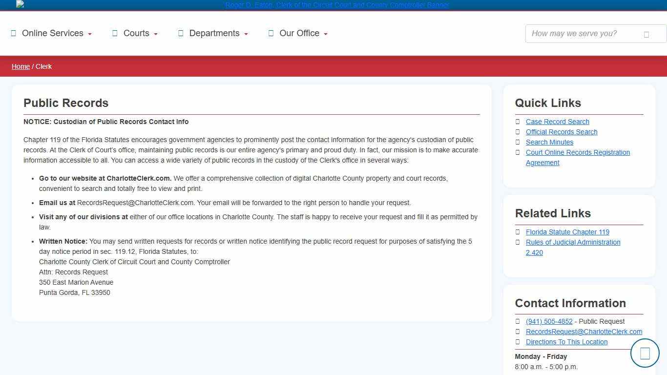 Clerk of Court - Website